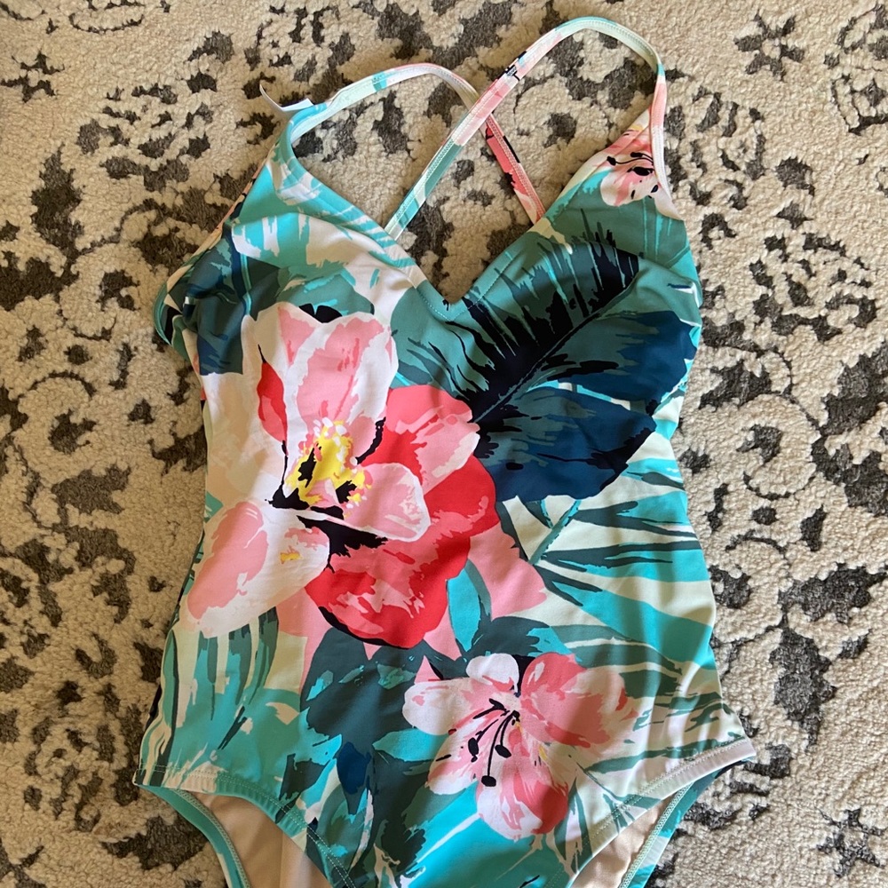 Kona Sol Floral One Piece Bathing Suit